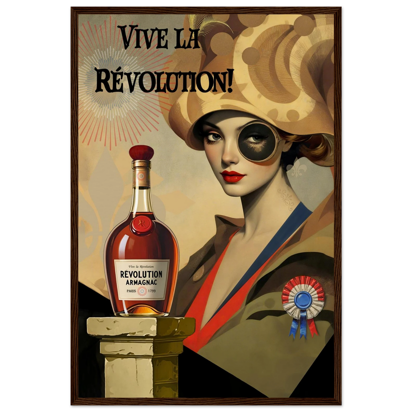 Vintage French Revolution Cognac Art Print Dark Brown Wood Frame 40x60 cm 16x24″ Museum-Quality Matte Paper Wooden Framed Poster