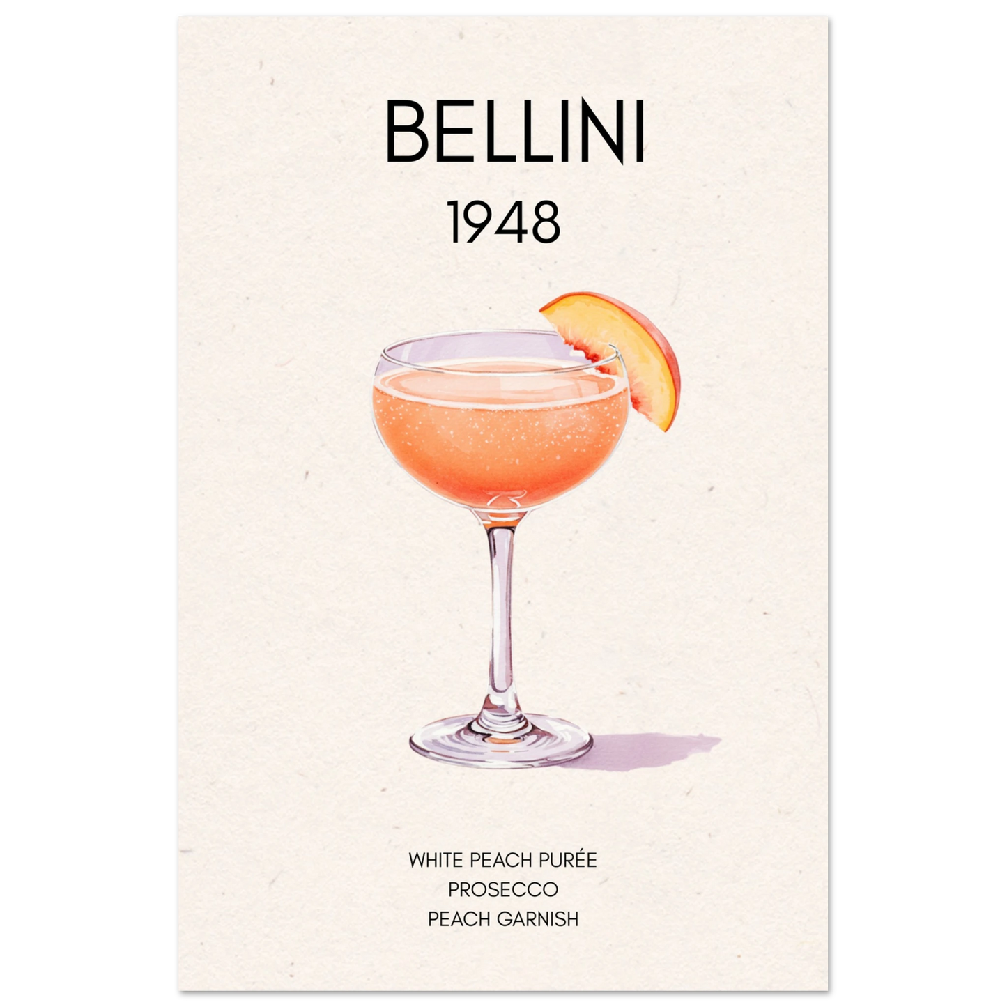 Italian Bellini Cocktail Bar Poster Print 60x90 cm 24x36″ Classic Matte Paper Poster No Frame