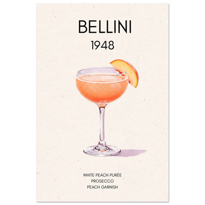 Italian Bellini Cocktail Bar Poster Print 60x90 cm 24x36″ Classic Matte Paper Poster No Frame