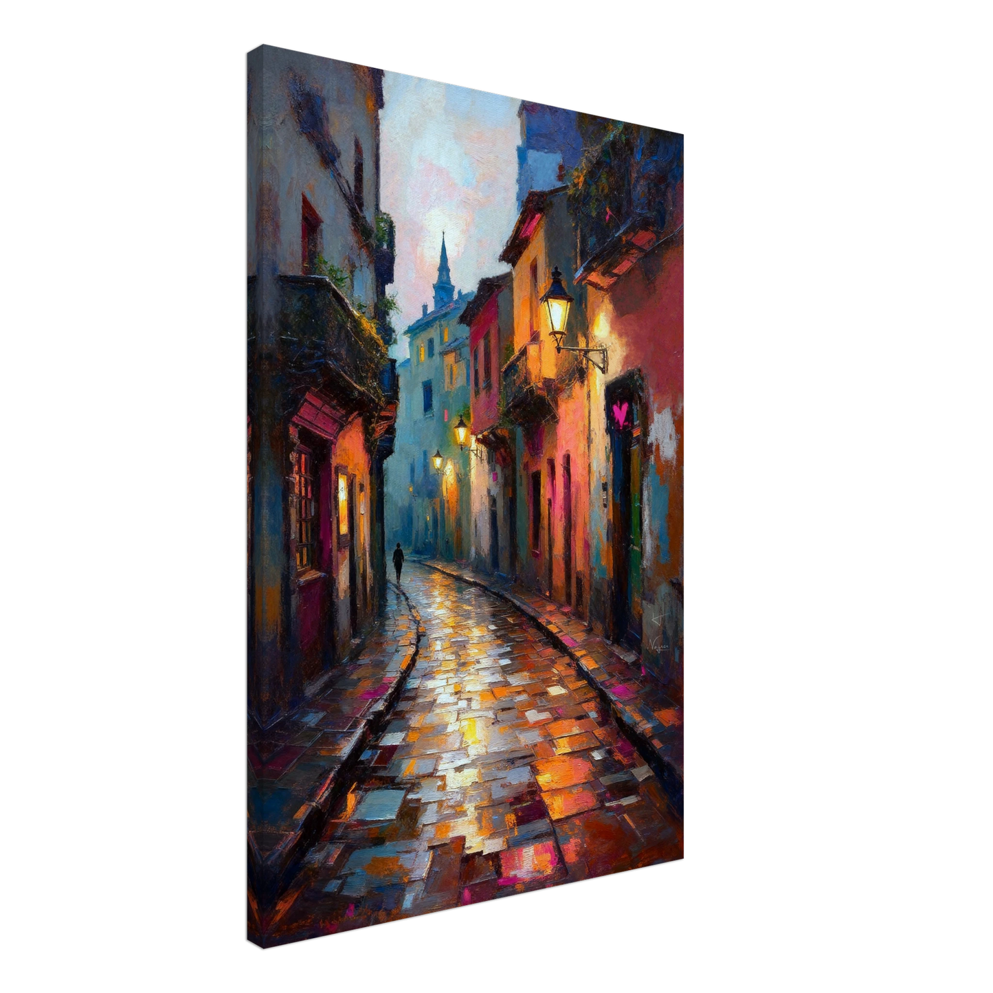 Old Europe Romantic Street Art Print 60x90 cm 24x36″ Gallery Wrapped Canvas No Frame