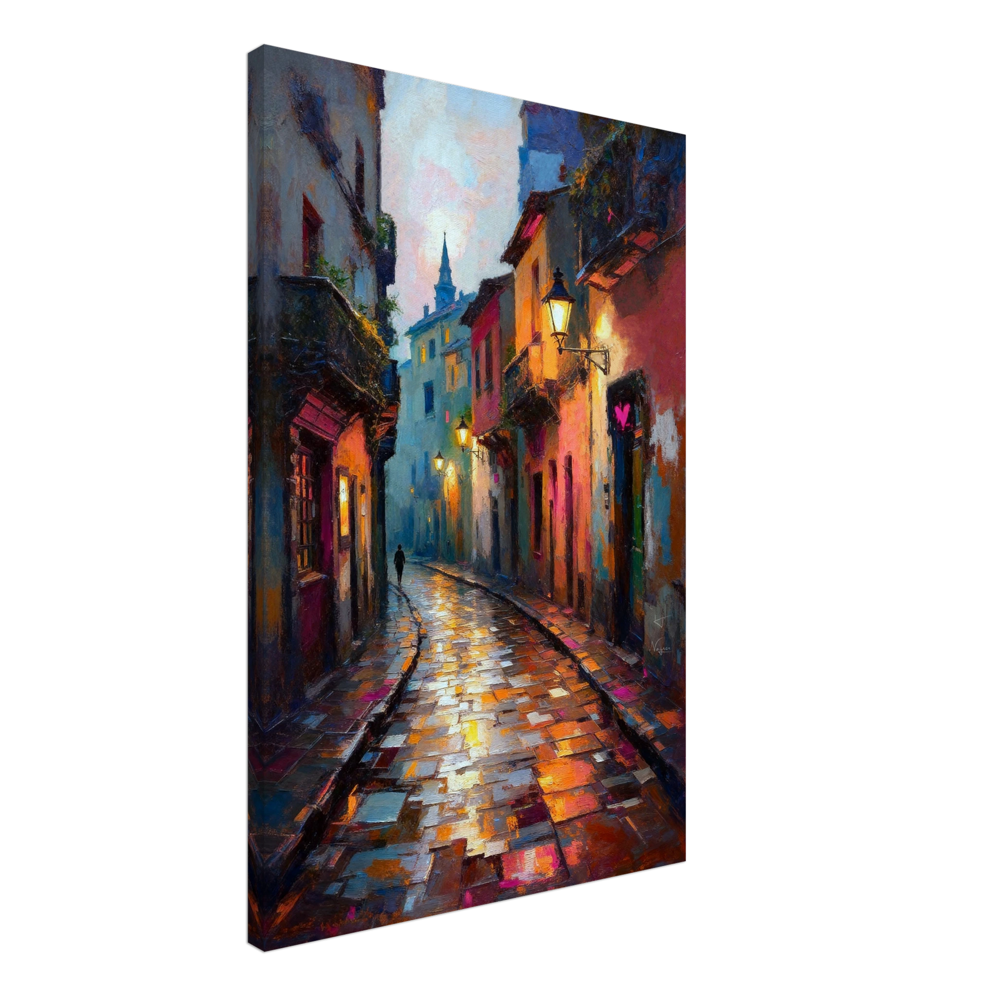 Old Europe Romantic Street Art Print 60x90 cm 24x36″ Gallery Wrapped Canvas No Frame