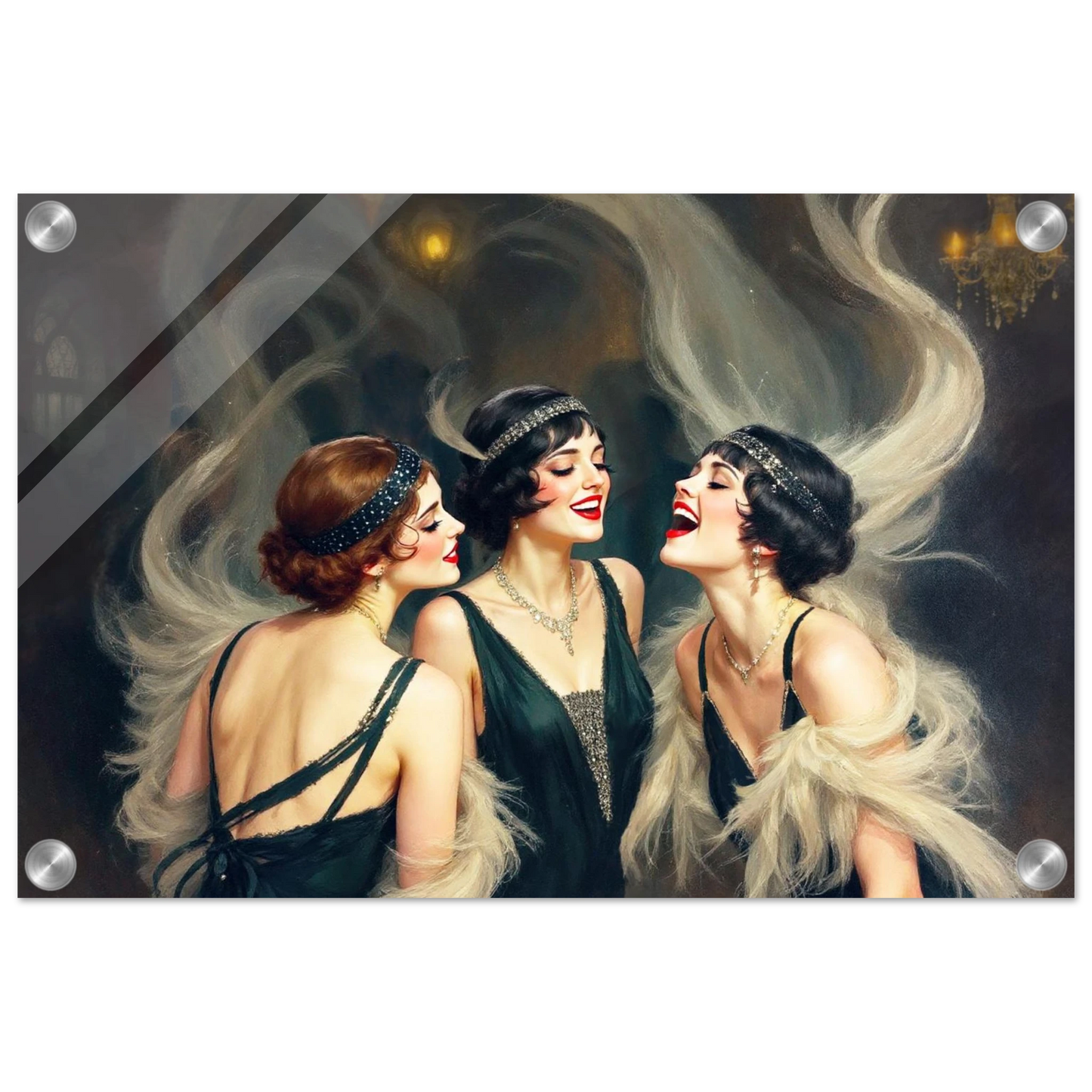 Flapper Girls Speakeasy Gatsby Art Print No Frame 30x45 cm 12x18″ Sleek Acrylic Print