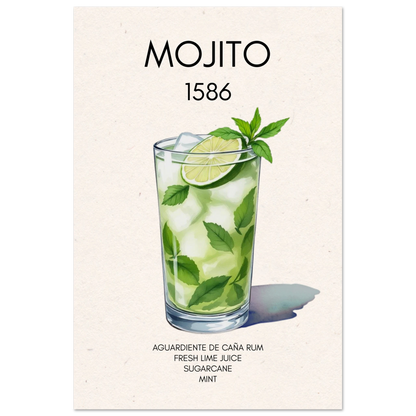 Mojito Cocktail Bar Art Print No Frame 60x90 cm 24x36″ Premium Matte Paper Poster