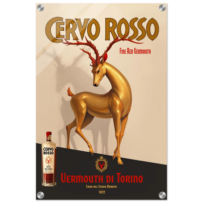 Art Deco Golden Deer Cocktail Bar Poster Print 40x60 cm 16x24″ Sleek Acrylic Print No Frame