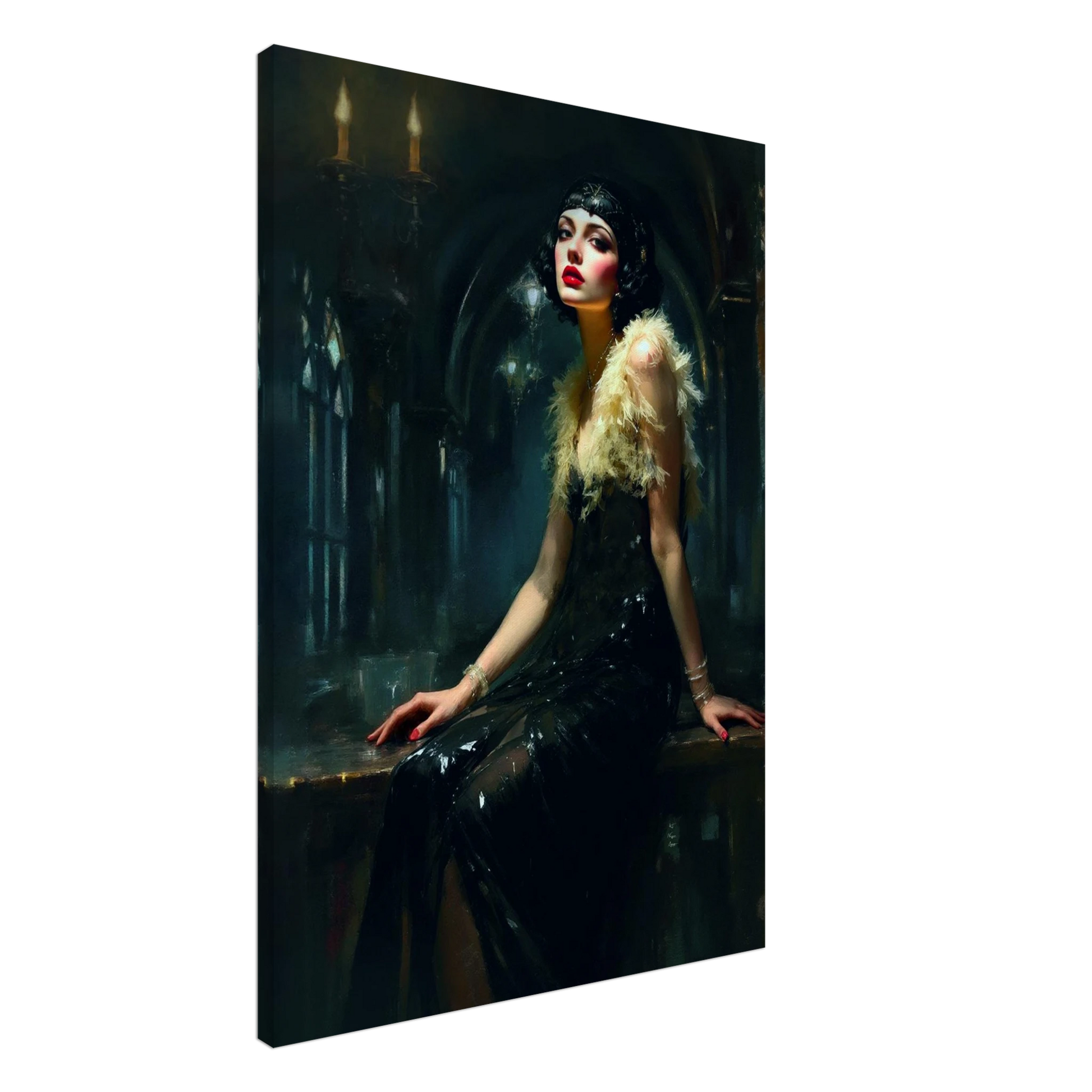 Speakeasy 1920s Elegant Flapper Art Print 70x100 cm 28x40″ Gallery Wrapped Canvas No Frame