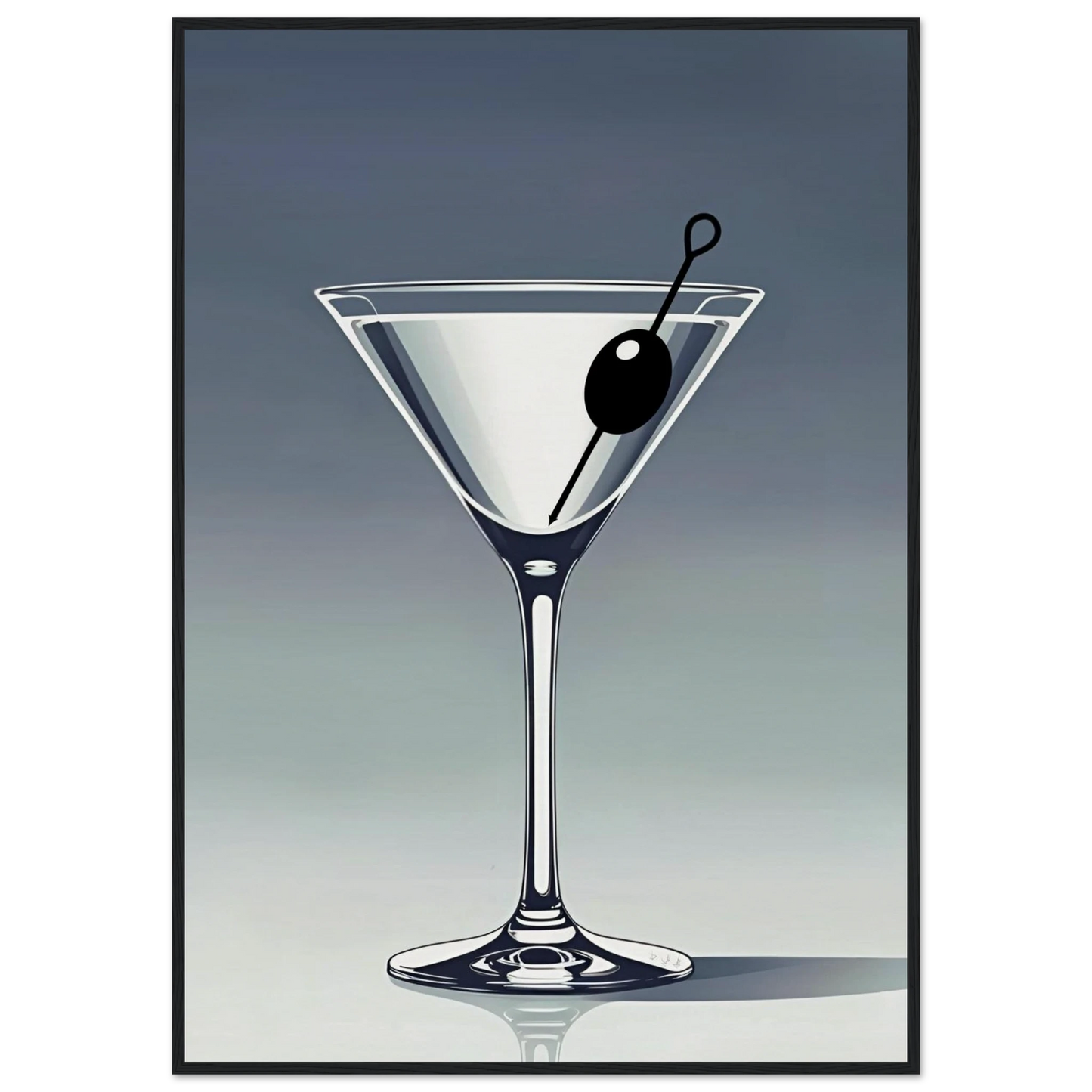 Retro Martini Cocktail Bar Art Print 70x100 cm 28x40″ Museum-Quality Matte Paper Wooden Framed Poster Black Wood Frame