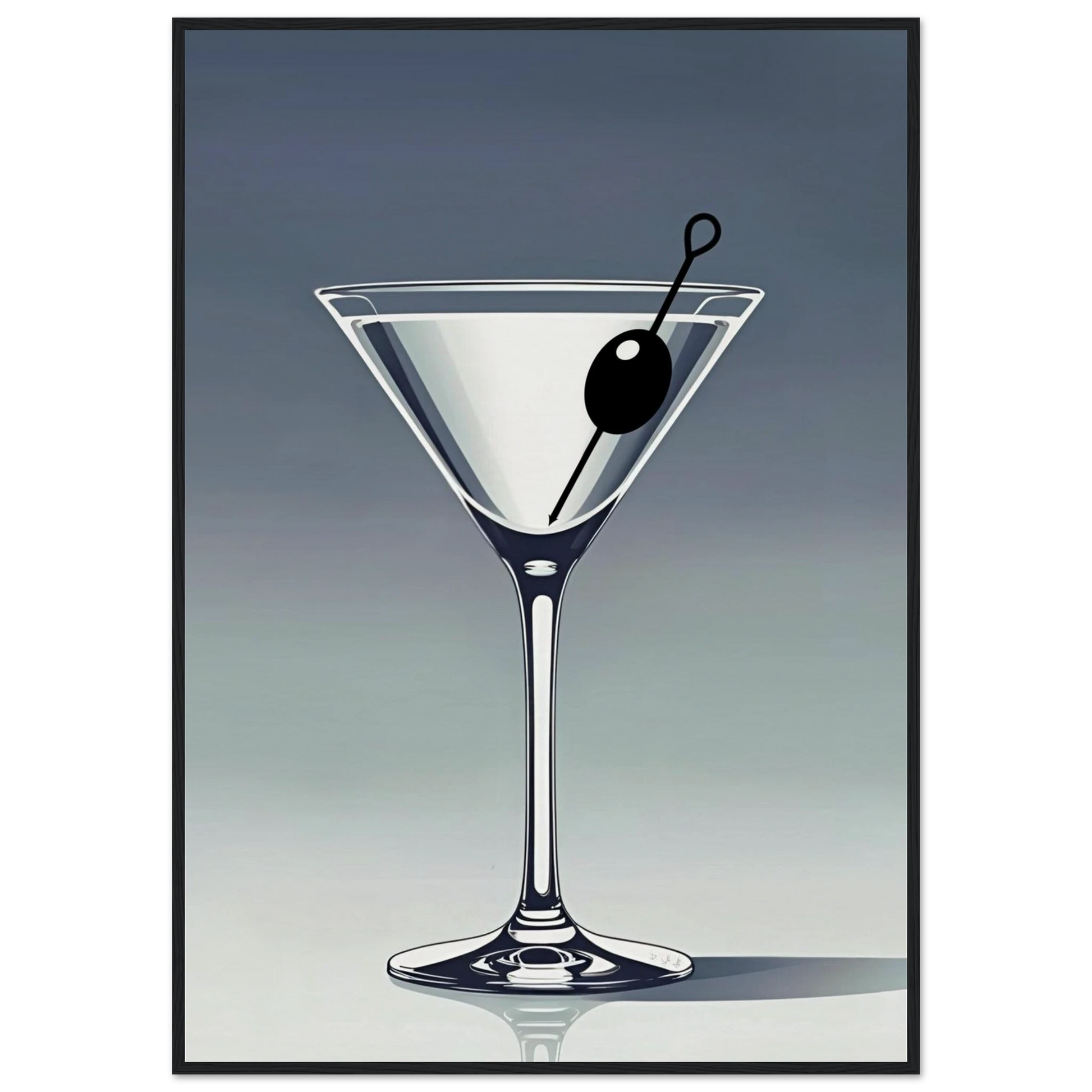Retro Martini Lounge Cocktail Bar Art Print 70x100 cm 28x40″ Museum-Quality Matte Paper Wooden Framed Poster Black Wood Frame