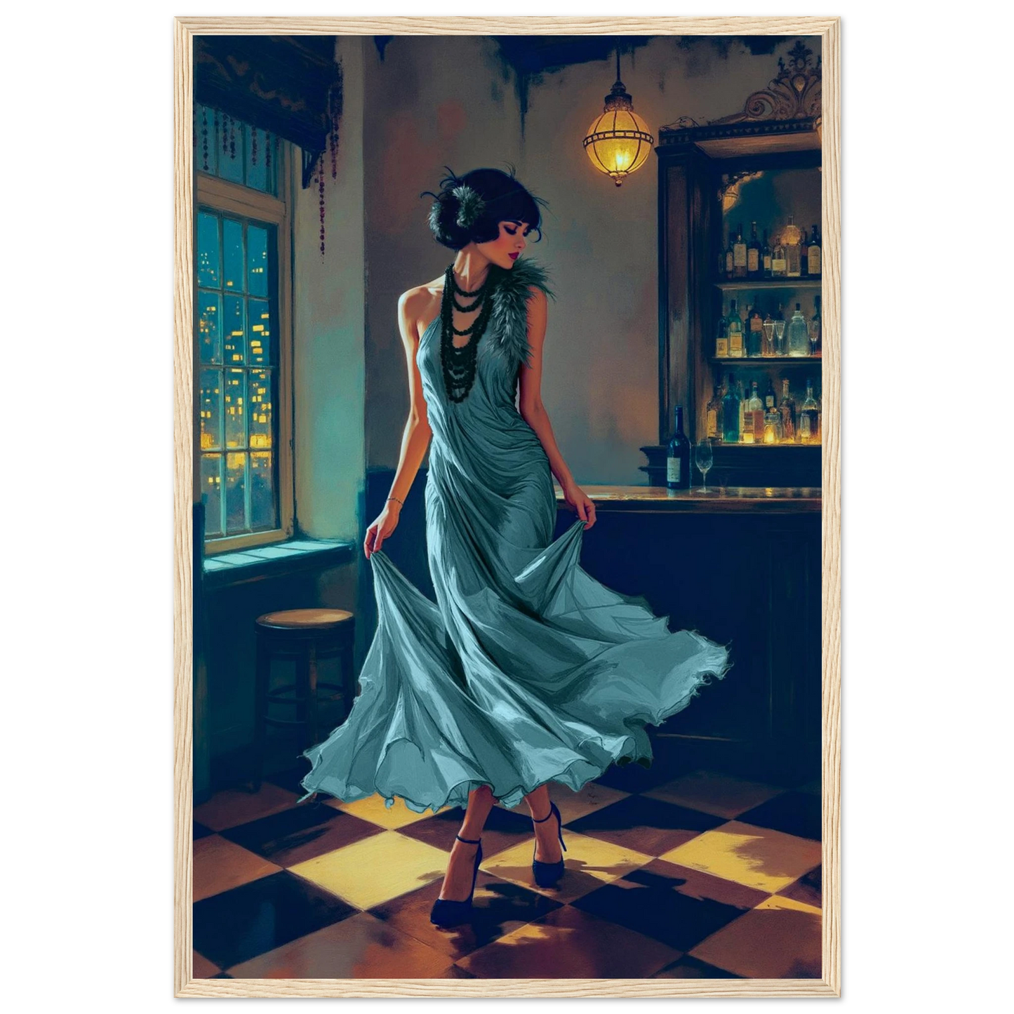 1920s Flapper Speakeasy Art Print 40x60 cm 16x24″ Premium Matte Paper Wooden Framed Poster Light Wood Frame