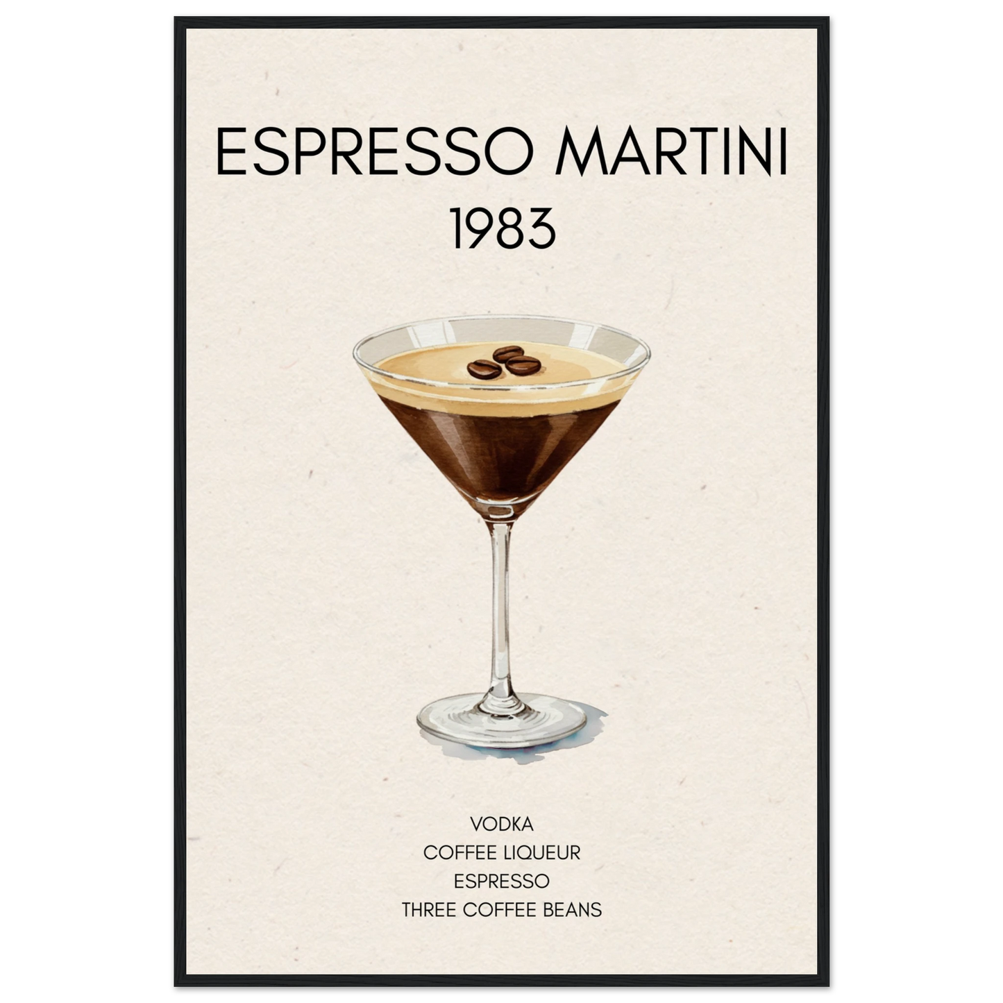 Espresso Martini Cocktail Bar Poster Print Black Wood Frame 60x90 cm 24x36″ Museum-Quality Matte Paper Wooden Framed Poster