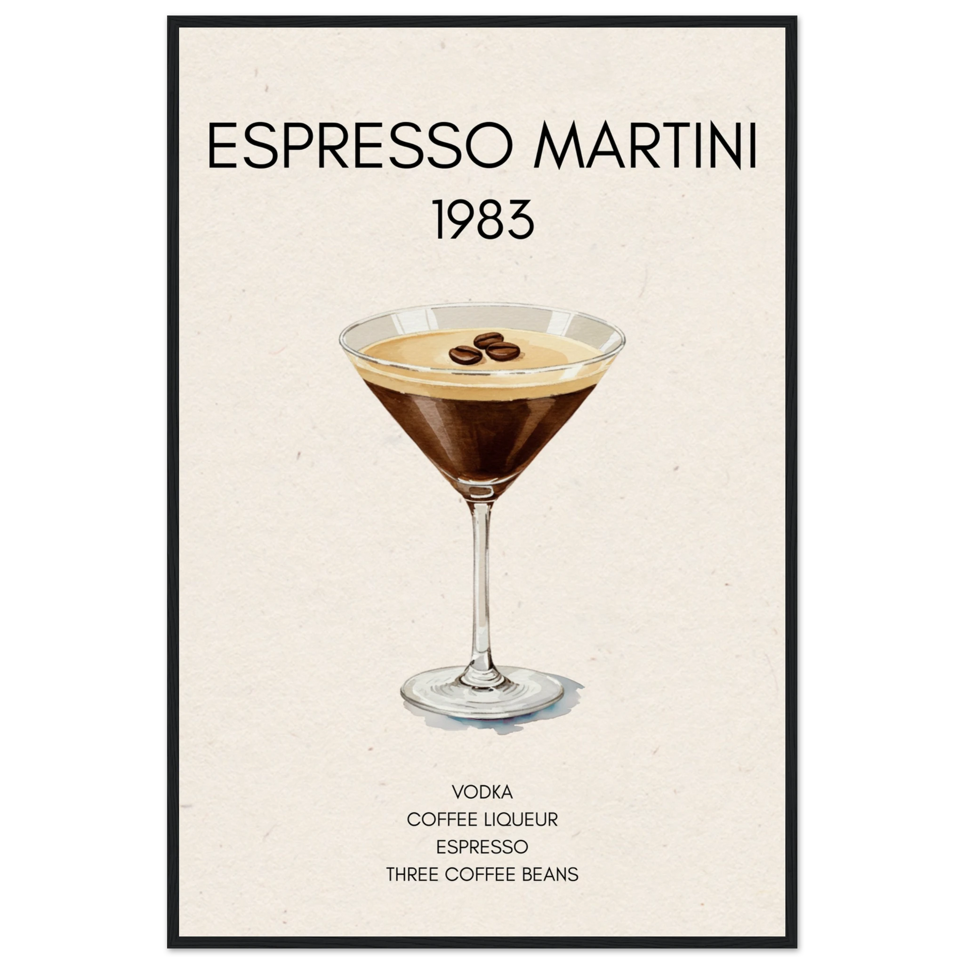 Espresso Martini Cocktail Bar Poster Print Black Wood Frame 60x90 cm 24x36″ Museum-Quality Matte Paper Wooden Framed Poster