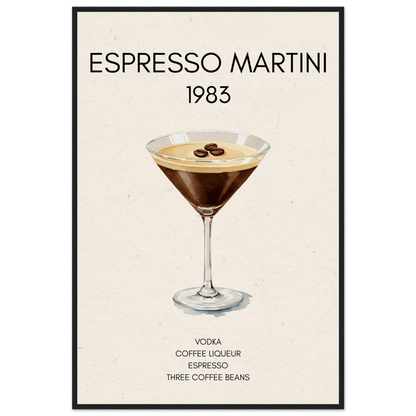 Espresso Martini Cocktail Bar Poster Print Black Wood Frame 60x90 cm 24x36″ Museum-Quality Matte Paper Wooden Framed Poster