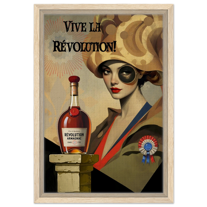 Vintage French Revolution Cognac Art Print Light Wood Frame 30x45 cm 12x18″ Framed Canvas