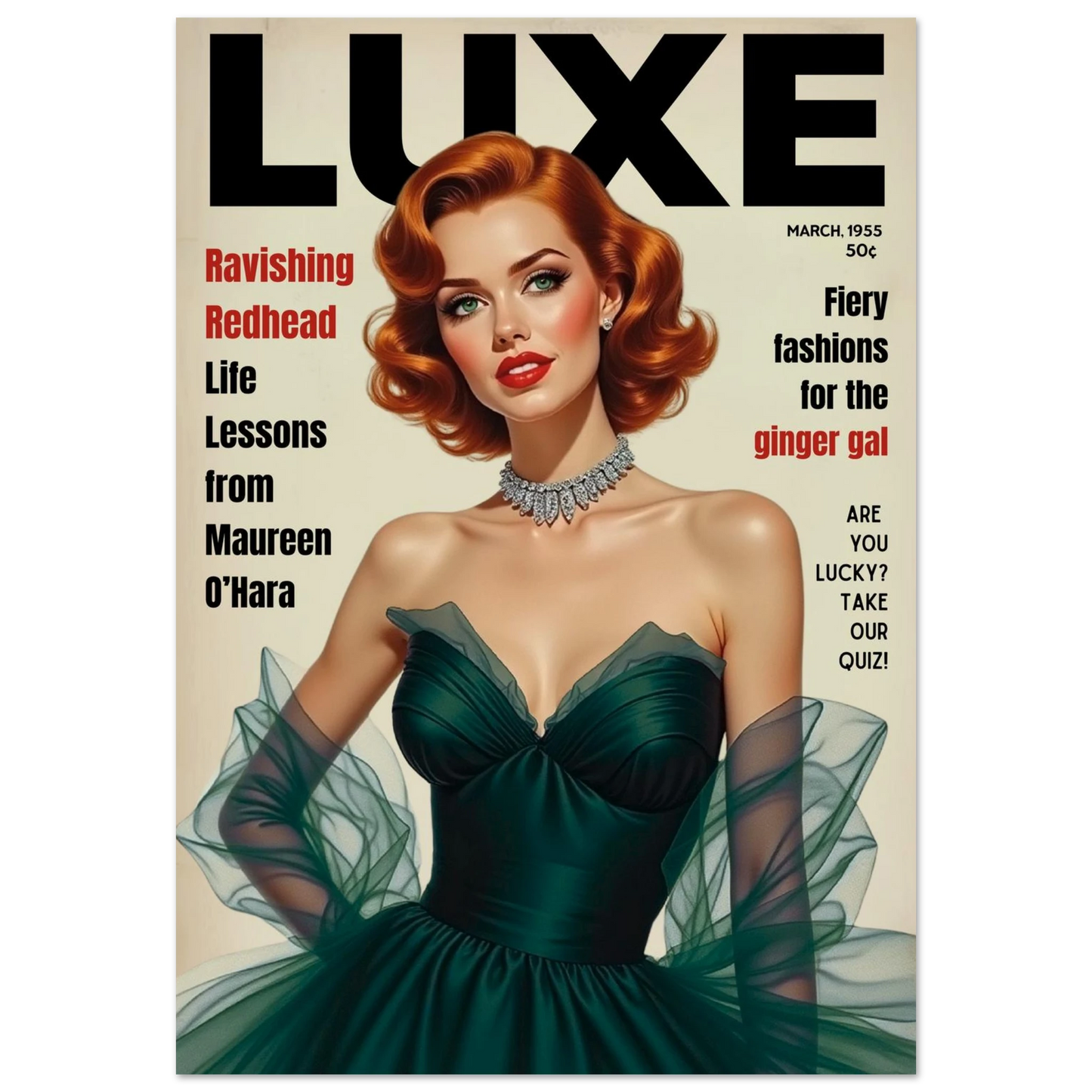 Maureen O'Hara Vintage Fashion Art Poster Print No Frame 70x100 cm 28x40″ Premium Matte Paper Poster