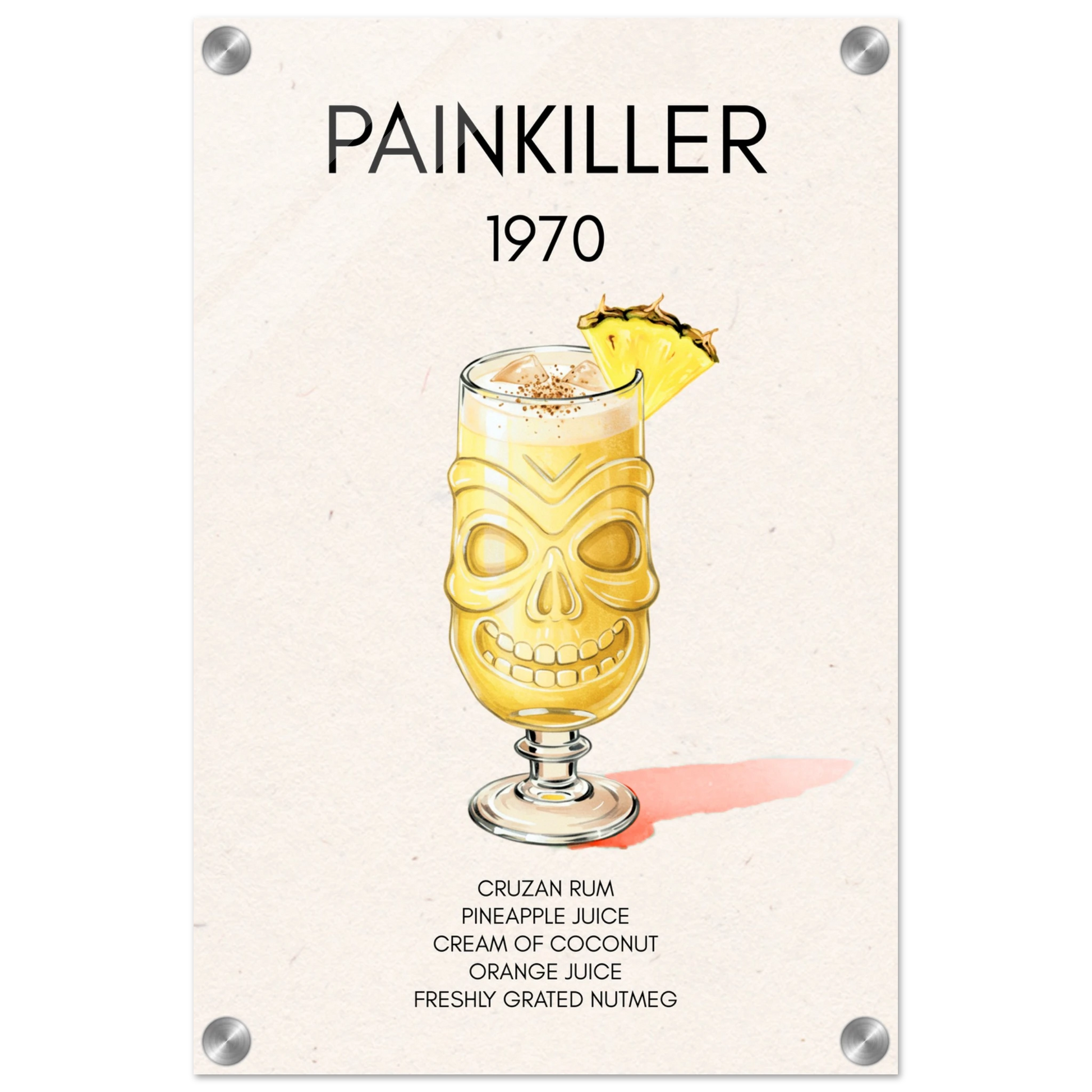 Painkiller Cocktail Bar Art Tiki Print No Frame 30x45 cm 12x18″ Sleek Acrylic Print