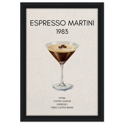 Espresso Martini Cocktail Bar Poster Print Black Wood Frame 30x45 cm 12x18″ Framed Canvas