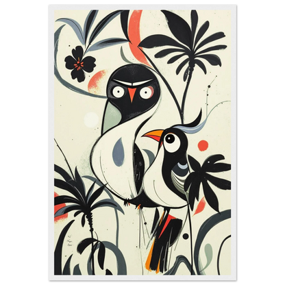 Abstract Bird Modern Tropical Art Print White Wood Frame 40x60 cm 16x24″ Premium Matte Paper Wooden Framed Poster