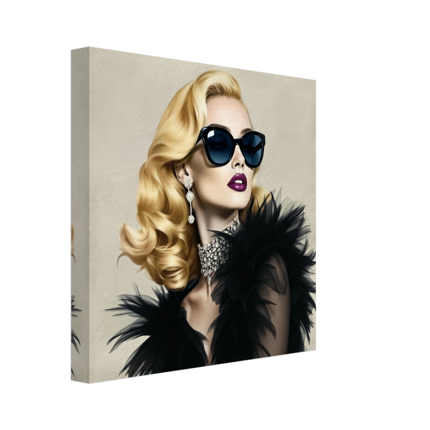 Blonde Bombshell Fashion Model Art Print 30x30 cm 12x12″ Gallery Wrapped Canvas
