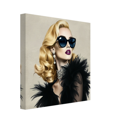 Blonde Bombshell Fashion Model Art Print 30x30 cm 12x12″ Gallery Wrapped Canvas