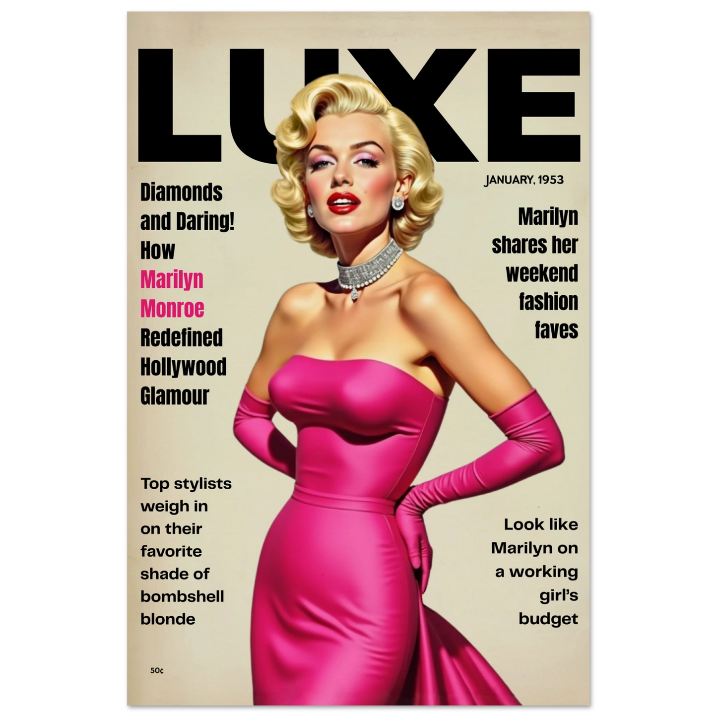 Marilyn Monroe Old Hollywood Art Print No Frame 30x45 cm 12x18″ Museum-Quality Matte Paper Poster