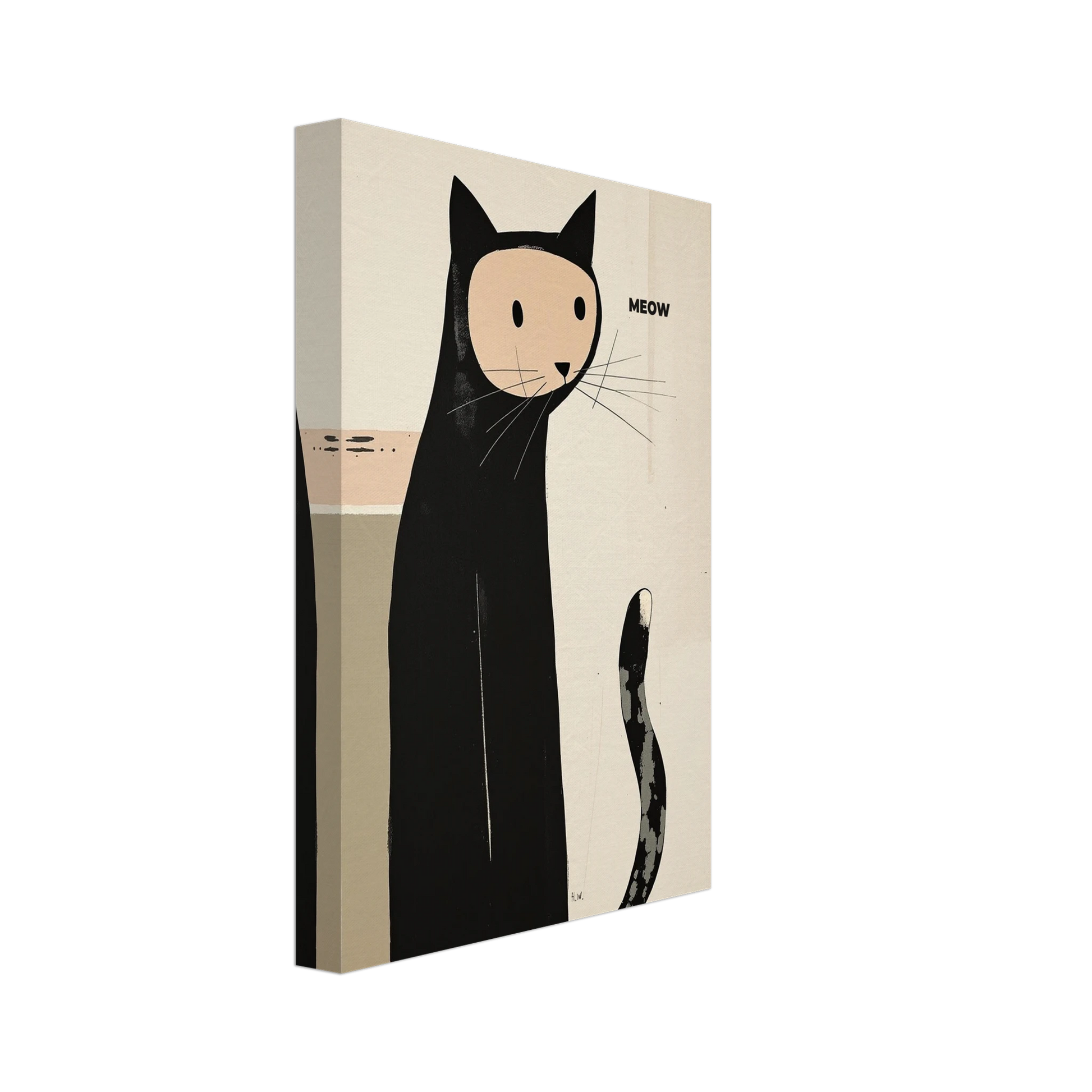 Quirky Modern Cat Art Poster Print 20x30 cm 8x12″ Gallery Wrapped Canvas No Frame