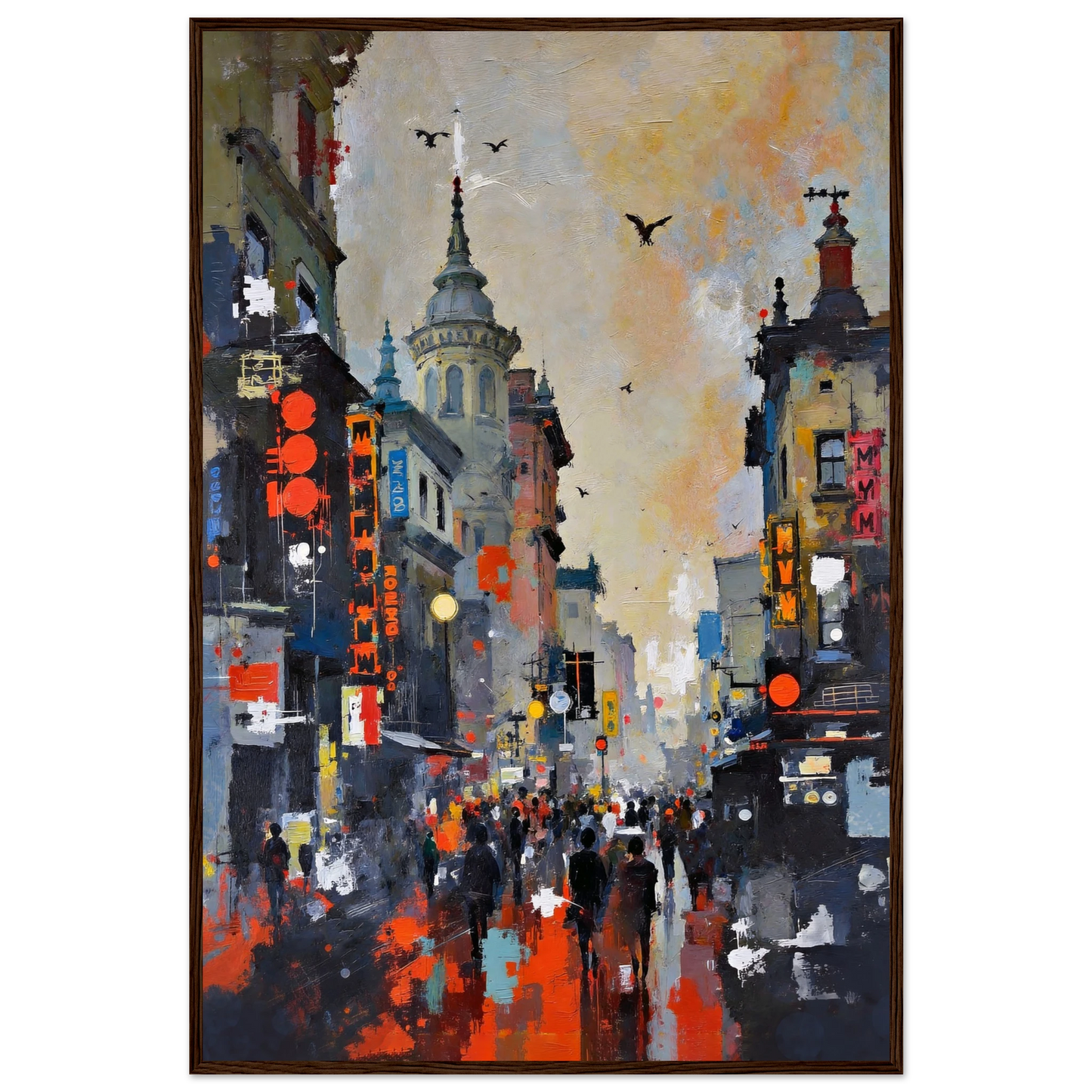 Gothic City Street Art Print - European Cityscape