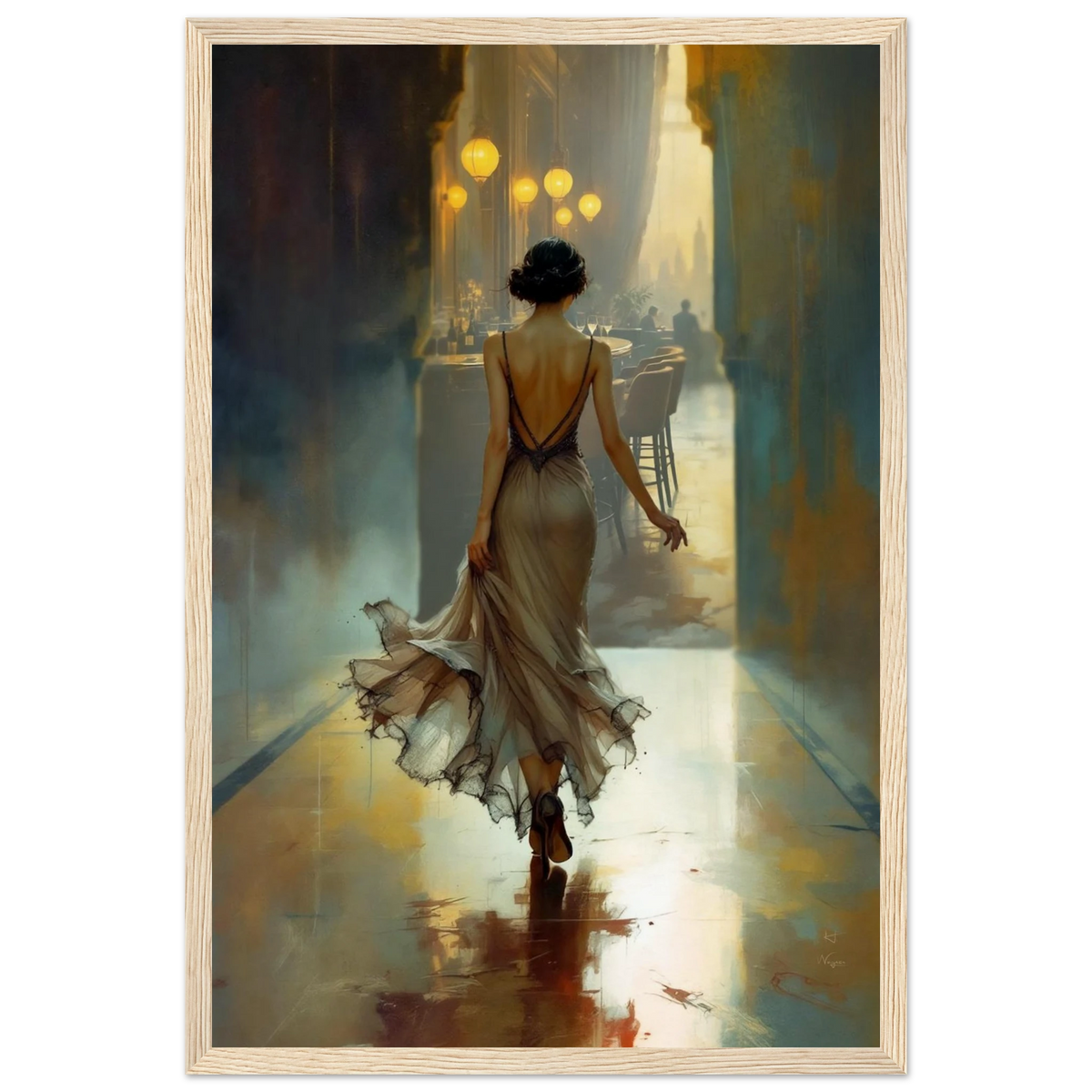 1920s Speakeasy Art Deco Flapper Print 30x45 cm 12x18″ Museum-Quality Matte Paper Wooden Framed Poster Light Wood Frame