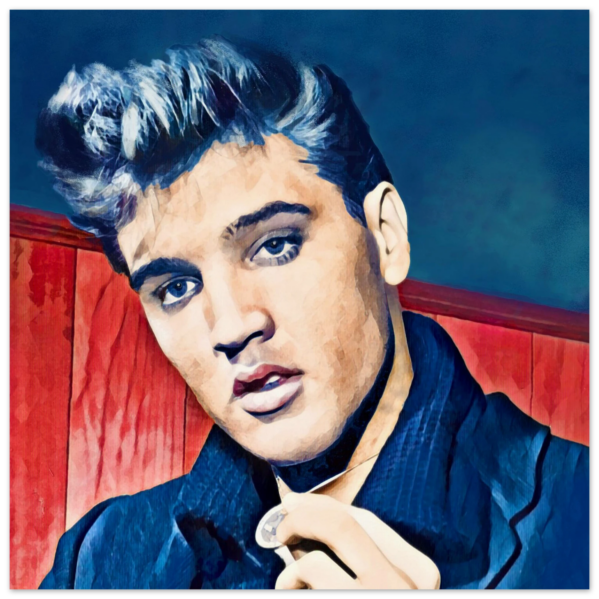 Young Elvis Presley Art Print No Frame 70x70 cm 28x28″ Museum-Quality Matte Paper Poster