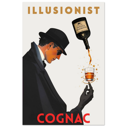 Vintage Illusionist Cognac Cocktail Bar Poster Print 40x60 cm 16x24″ Premium Matte Paper Poster No Frame