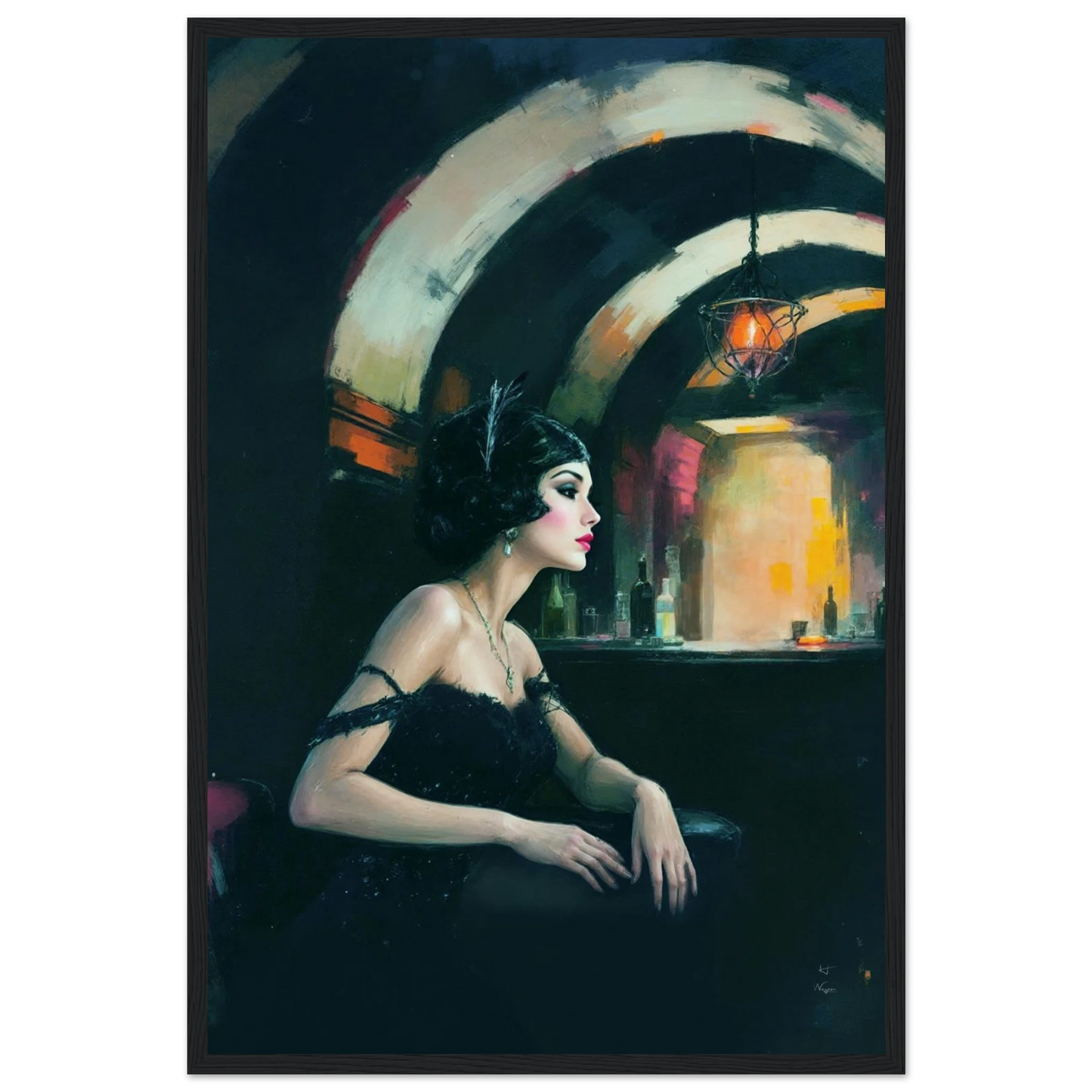 Speakeasy Flapper Gatsby Wall Art Poster Print 40x60 cm 16x24″ Museum-Quality Matte Paper Wooden Framed Poster Black Wood Frame