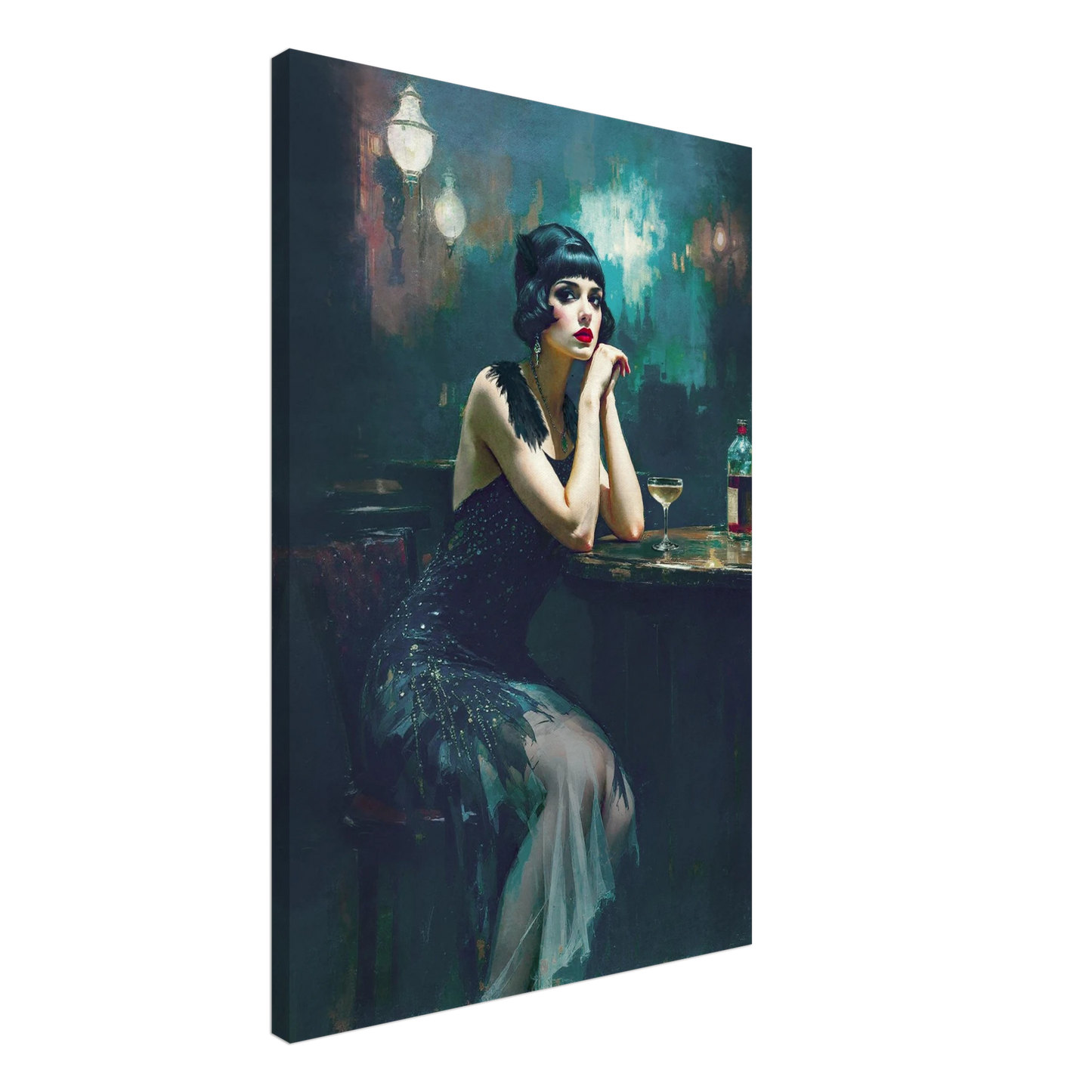 Jazz Age Speakeasy Flapper Art Print No Frame 60x90 cm 24x36″ Gallery Wrapped Canvas