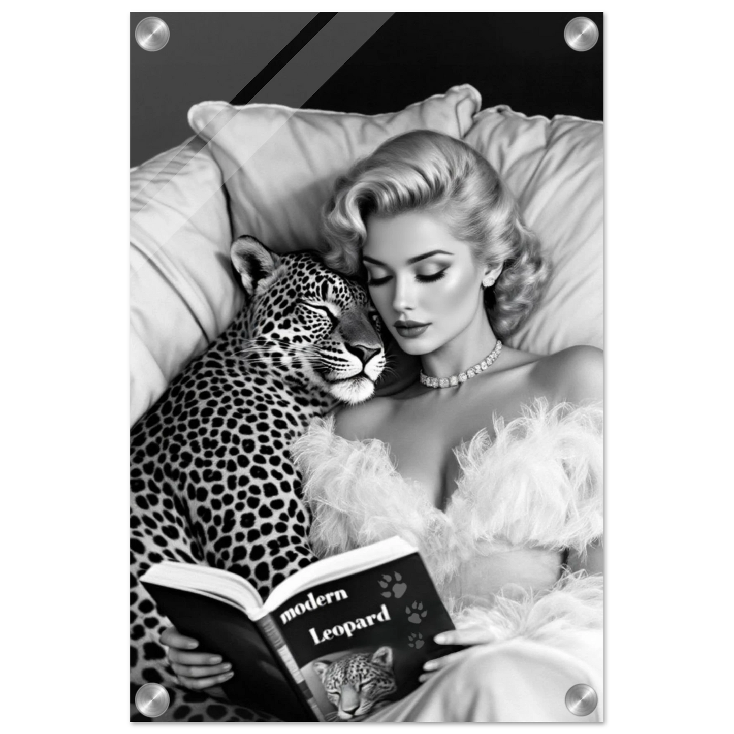 Hollywood Starlet Leopard Cat Art Print 30x45 cm 12x18″ Sleek Acrylic Print No Frame
