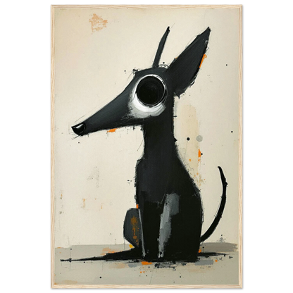 Big Eyed Abstract Dog Fine Art Print Light Wood Frame 60x90 cm 24x36″ Classic Matte Paper Wooden Framed Poster
