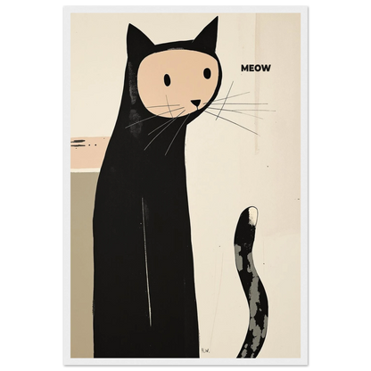 Quirky Modern Cat Art Poster Print 40x60 cm 16x24″ Premium Matte Paper Wooden Framed Poster White Wood Frame