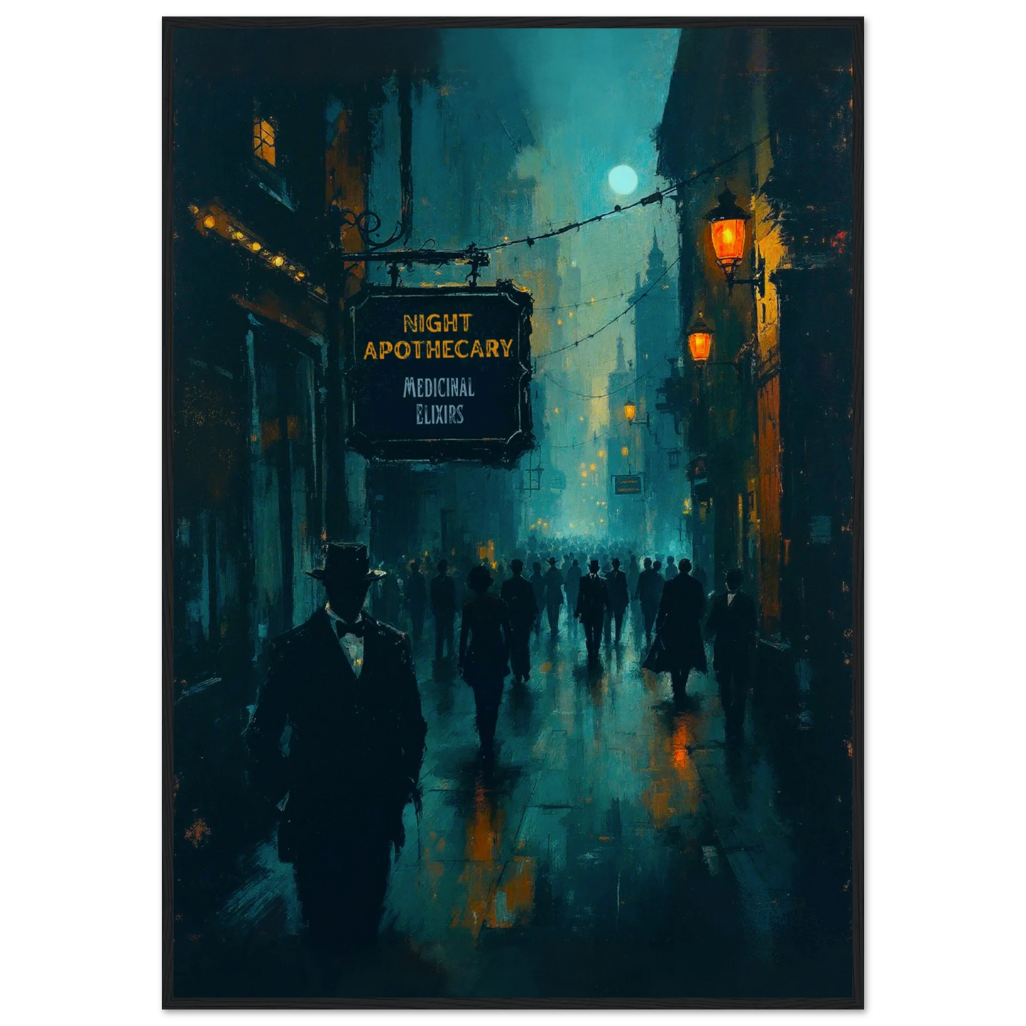 Prohibition Speakeasy Moody Nightlife Art Print Black Wood Frame 70x100 cm 28x40″ Museum-Quality Matte Framed Poster