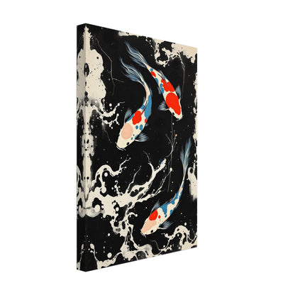 Modern Black White Koi Fish Ocean Art Print 30x45 cm 12x18″ Gallery Wrapped Canvas No Frame