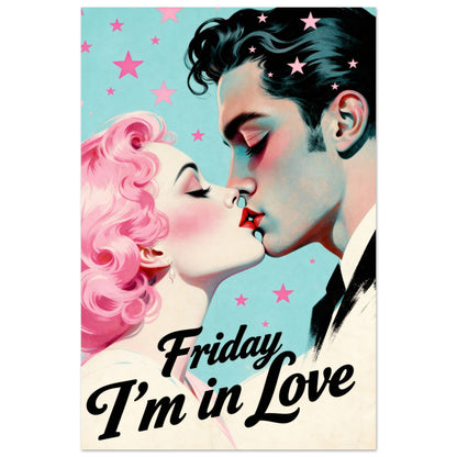 Friday I'm In Love - Retro Romantic Art Print 24x36″ Premium Matte Framed Poster - Black Wood