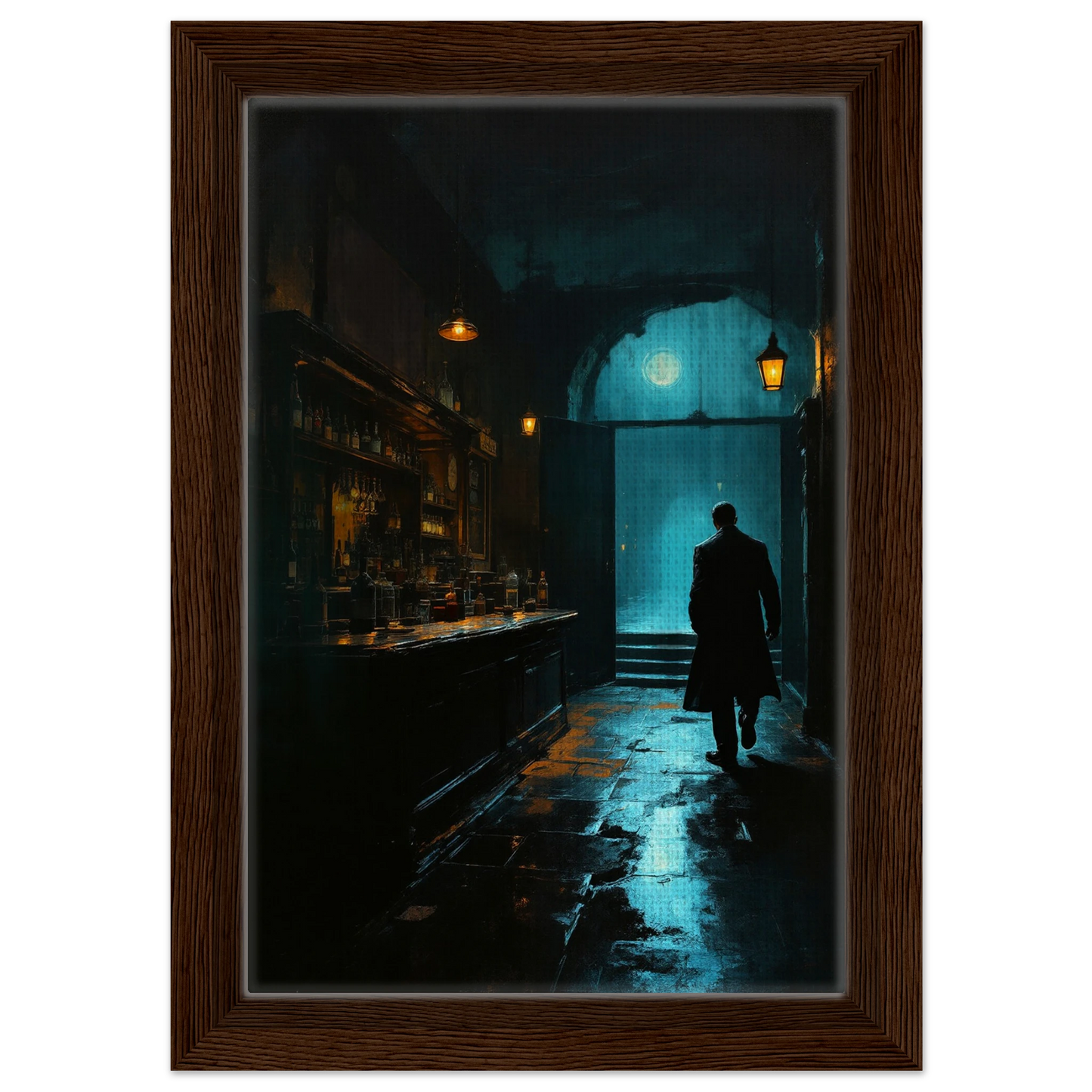 Speakeasy Prohibition Bootleg Bar Art Poster Print 20x30 cm 8x12″ Framed Canvas Dark Brown Wood Frame