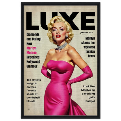 Marilyn Monroe Old Hollywood Art Print Black Wood Frame 60x90 cm 24x36″ Framed Canvas