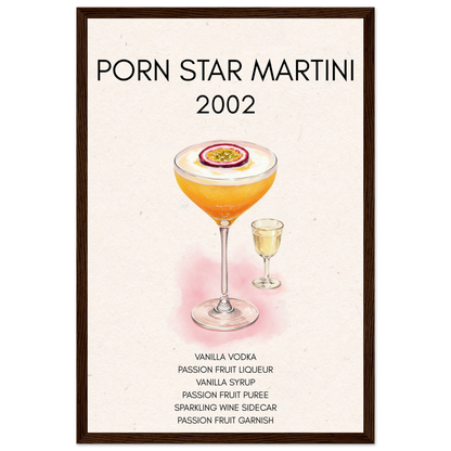 Porn Star Martini Bar Art Cocktail Print Dark Brown Wood Frame 30x45 cm 12x18″ Classic Matte Paper Wooden Framed Poster