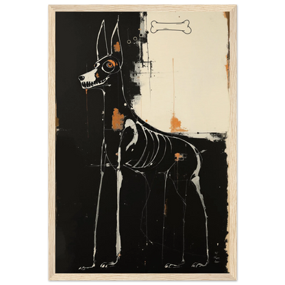 X-ray Skeleton Dog Abstract Art Poster Print 30x45 cm 12x18″ Museum-Quality Matte Paper Wooden Framed Poster Light Wood Frame