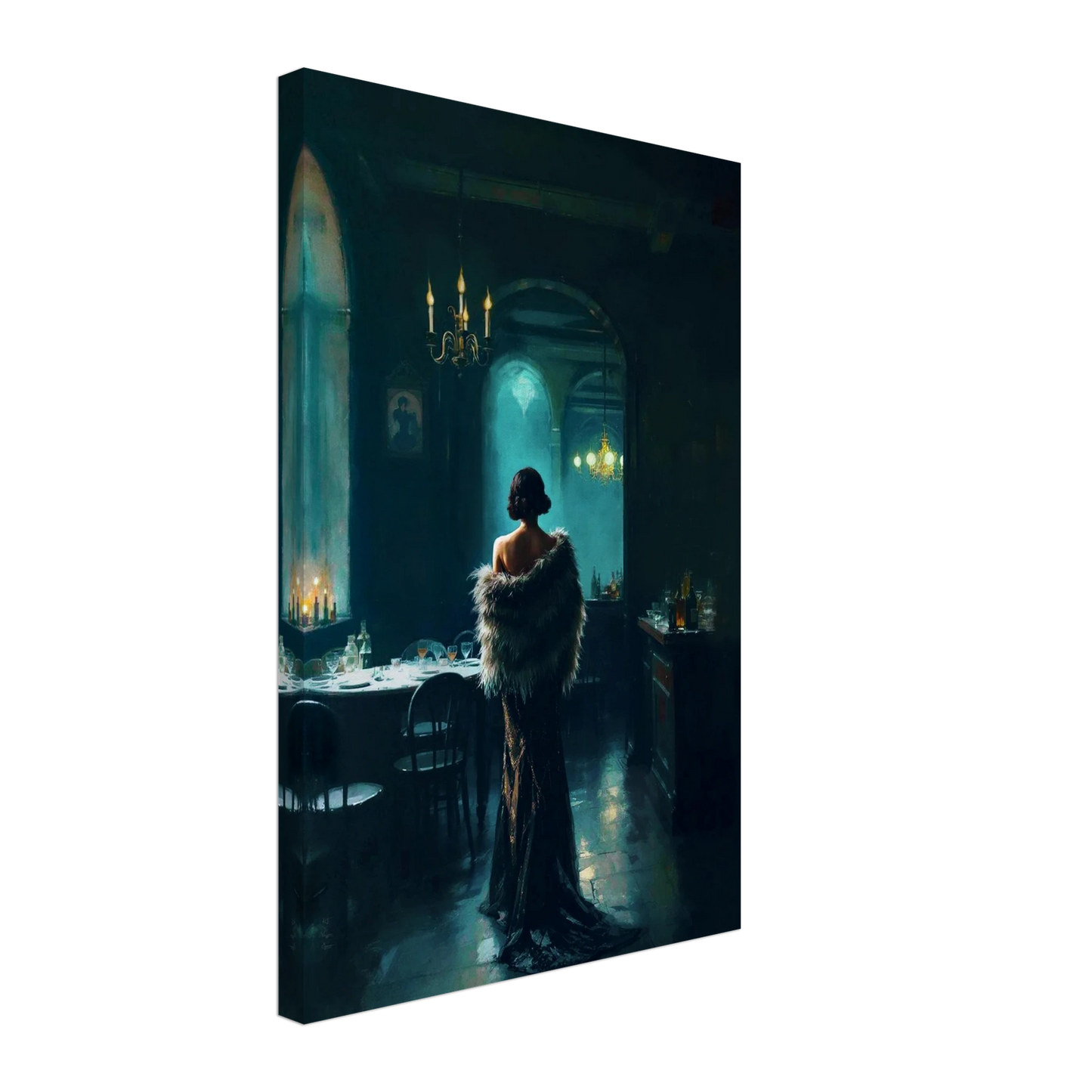 Moody Speakeasy Flapper Bar Art Print No Frame 40x60 cm 16x24″ Gallery Wrapped Canvas