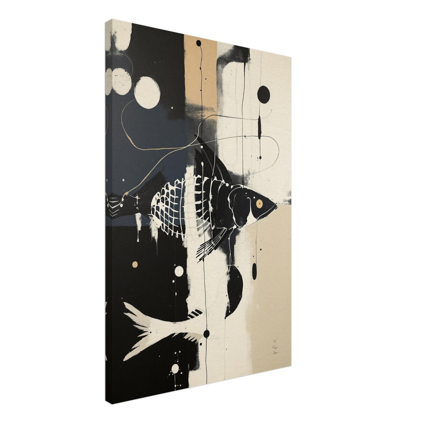 Abstract Fish Art Poster Print – Framed Modern Neutral Wall Décor No Frame 60x90 cm 24x36″ Gallery Wrapped Canvas