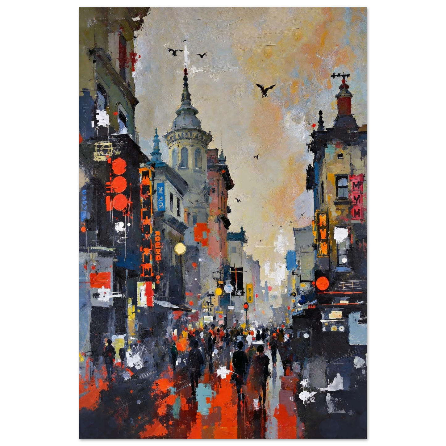 Gothic City Street Art Print - European Cityscape