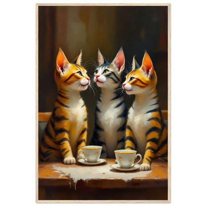 Tabby Cat Vintage Kitchen Art Print 60x90 cm 24x36″ Museum-Quality Matte Framed Poster Light Wood Frame
