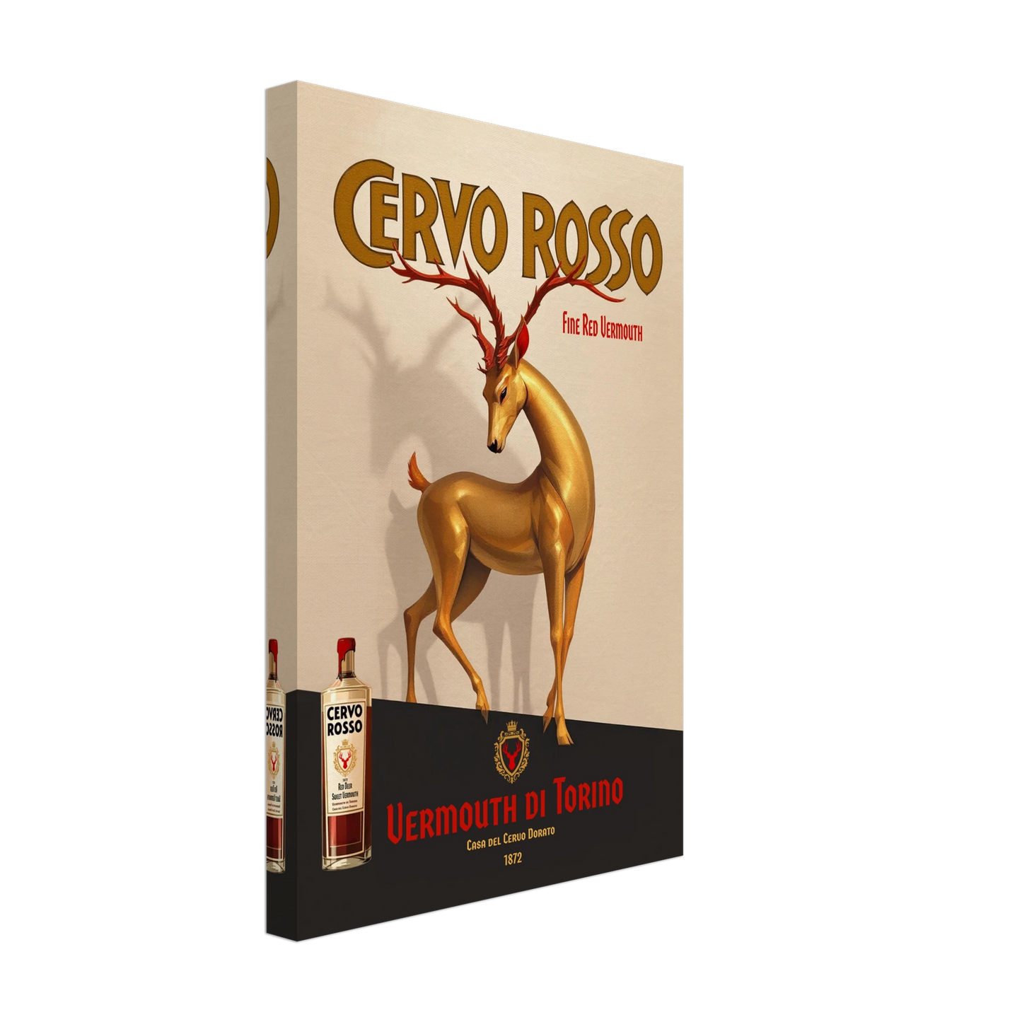 Art Deco Golden Deer Cocktail Bar Poster Print 30x45 cm 12x18″ Gallery Wrapped Canvas No Frame