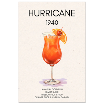 Hurricane Cocktail Bar Art Print No Frame 30x45 cm 12x18″ Classic Matte Paper Poster
