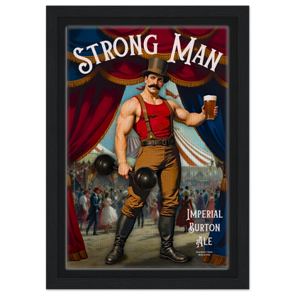 Vintage Victorian Circus Strongman Ale Art Print Black Wood Frame 20x30 cm 8x12″ Framed Canvas
