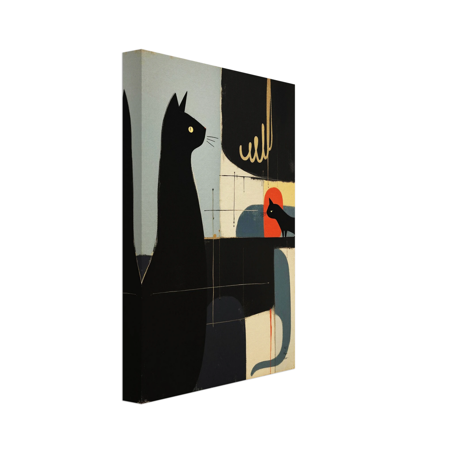Abstract Cat & Kitten Modern Art Print No Frame 20x30 cm 8x12″ Gallery Wrapped Canvas
