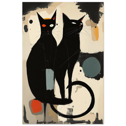 Abstract Crazy Cat Duo Art Print No Frame 60x90 cm 24x36″ Classic Matte Paper Poster