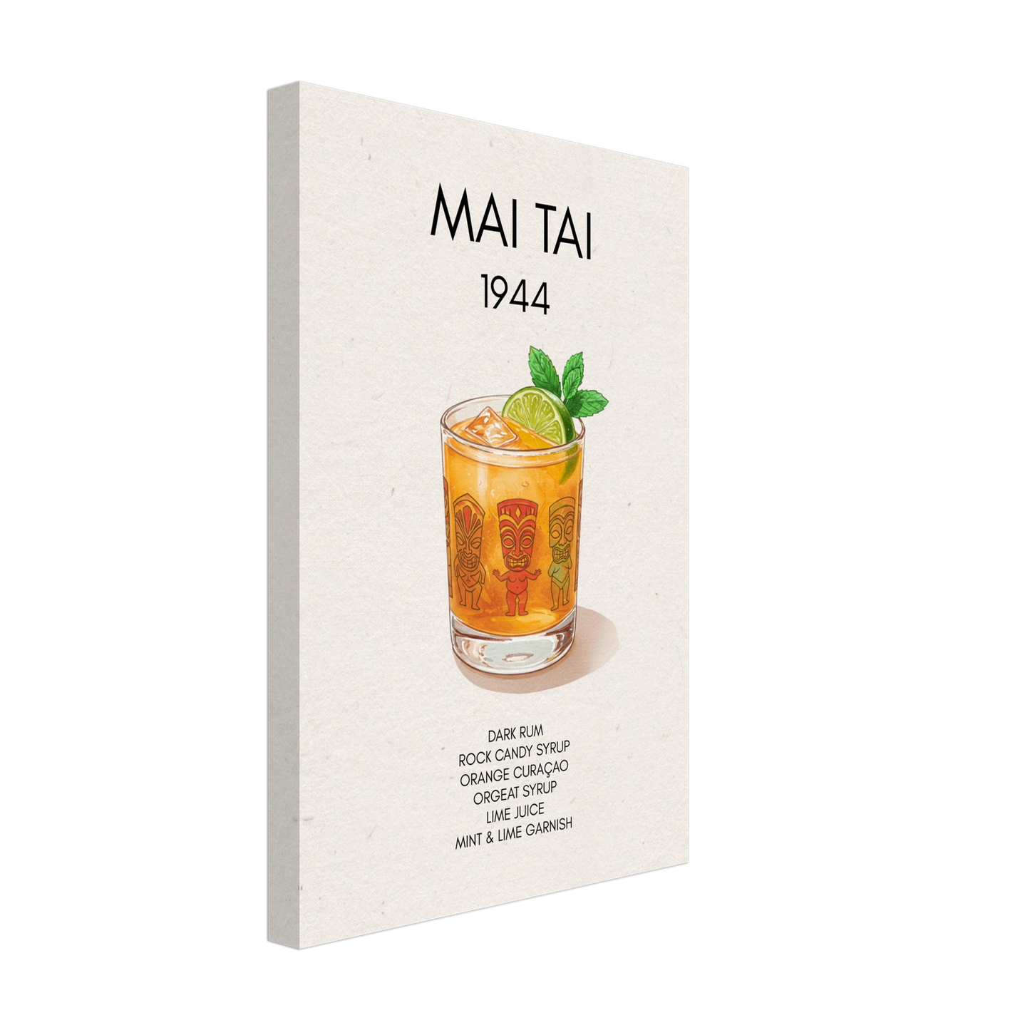 Mai Tai Tropical Cocktail Bar Poster Print No Frame 30x45 cm 12x18″ Gallery Wrapped Canvas